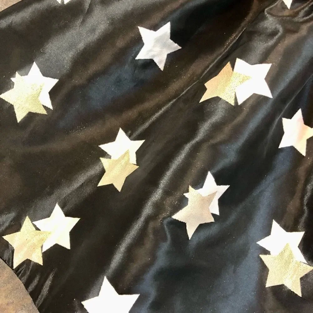 Gymboree Girl’s Black Dress Silver Gold Star with Sparkles Size 5
